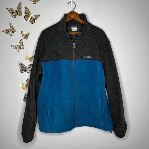 Columbia Other - 🦋🌙 COLUMBIA | Gray and Blue Color Block Fleece Zip Up Jacket